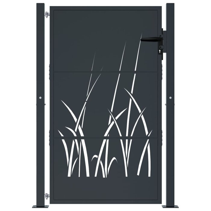 Vidaxl Portail de jardin 105x130 cm motif herbe anthracite - 35% de remise