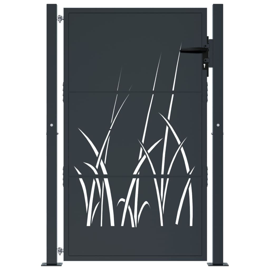 Vidaxl Portail de jardin 105x130 cm motif herbe anthracite - 35% de remise