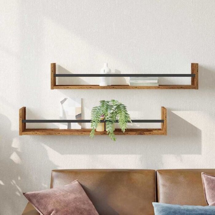 Vidaxl Lot de 2 étagères murales aspect vieux bois 80cm - 32% de remise
