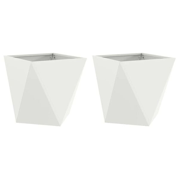 Vidaxl Lot de 2 bacs à fleurs en acier blanc 50x50x50cm - 35% de remise