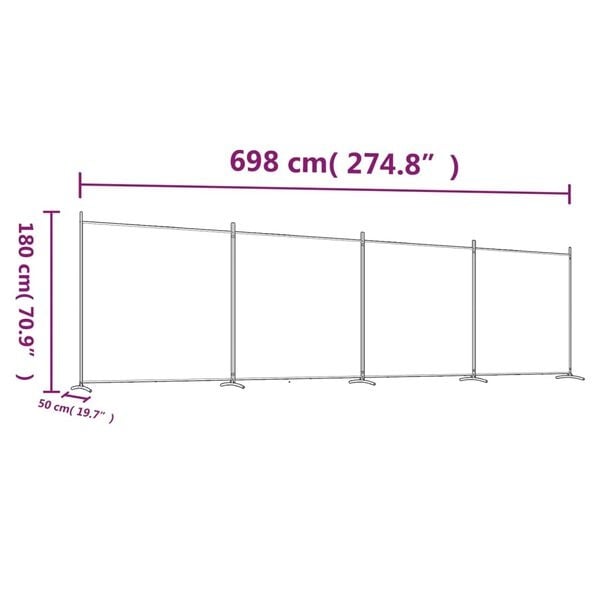 Vidaxl Paravent noir 4 panneaux 698x180 cm - 34% de remise