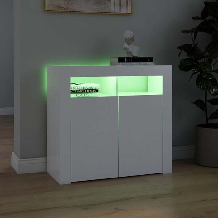 Vidaxl Dressoir Blanc avec Éclairage LED - 80x35x75 cm - 34% de remise