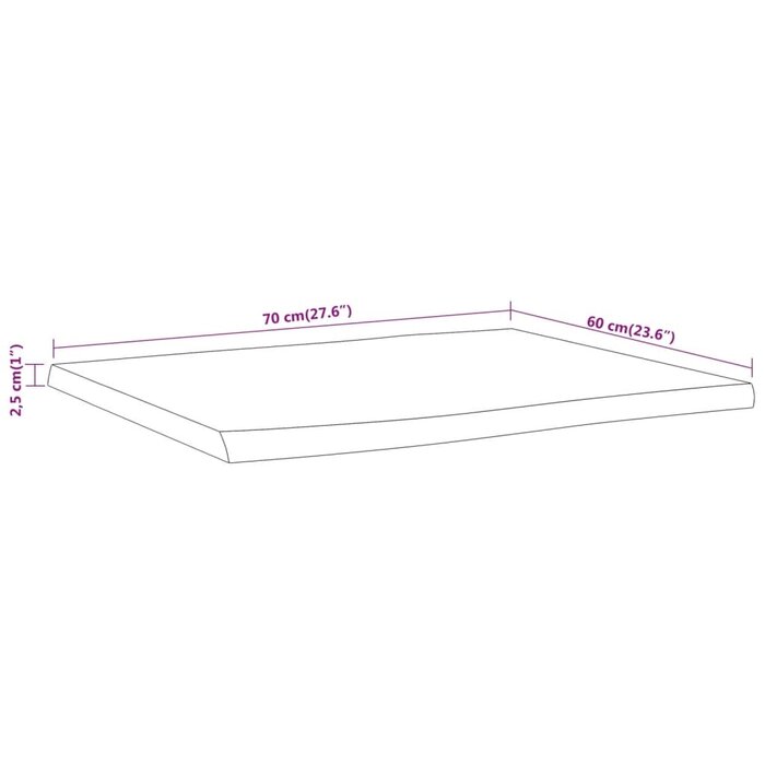 Vidaxl Plateau de table en bois d'acacia bord naturel 70x60cm - 34% de remise