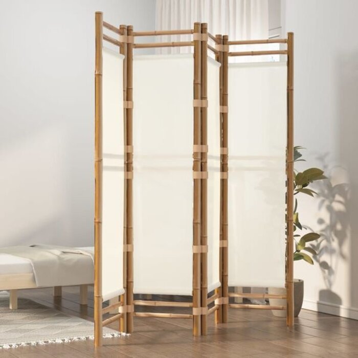 Vidaxl Paravent en bambou et toile 160x180cm - 4 panneaux - 34% de remise