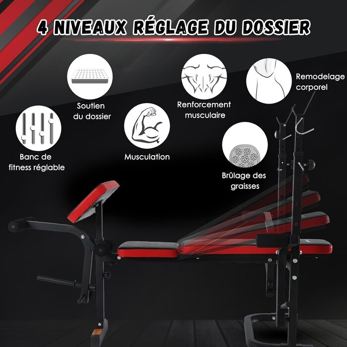 Banc de musculation pliable et réglable - 35% de remise