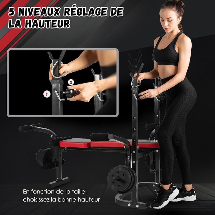 Banc de musculation pliable et réglable - 35% de remise