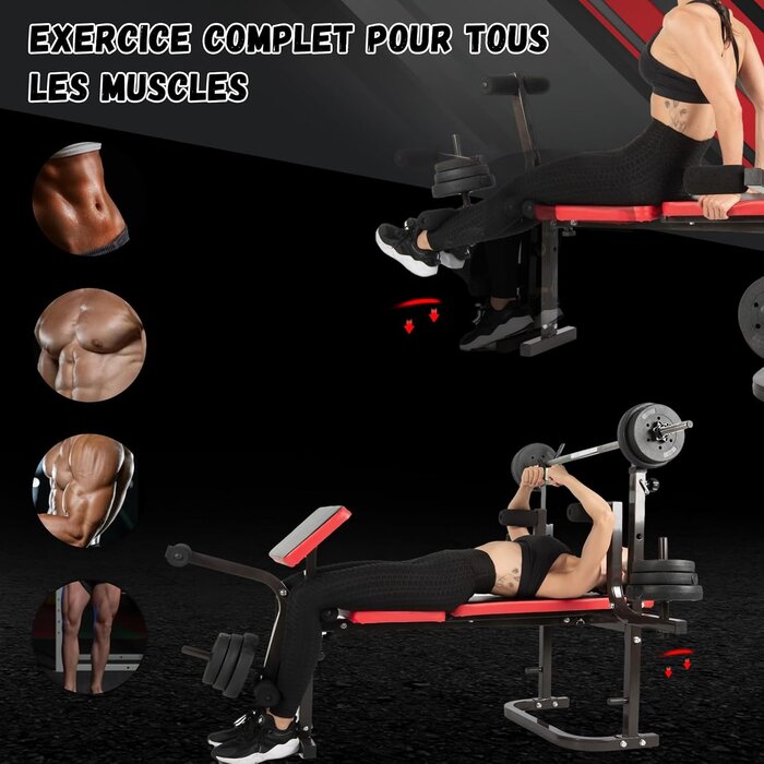 Banc de musculation pliable et réglable - 35% de remise
