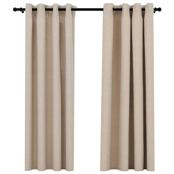 Vidaxl Lot de 2 rideaux occultants aspect lin beige 140x175 cm - 33% de remise