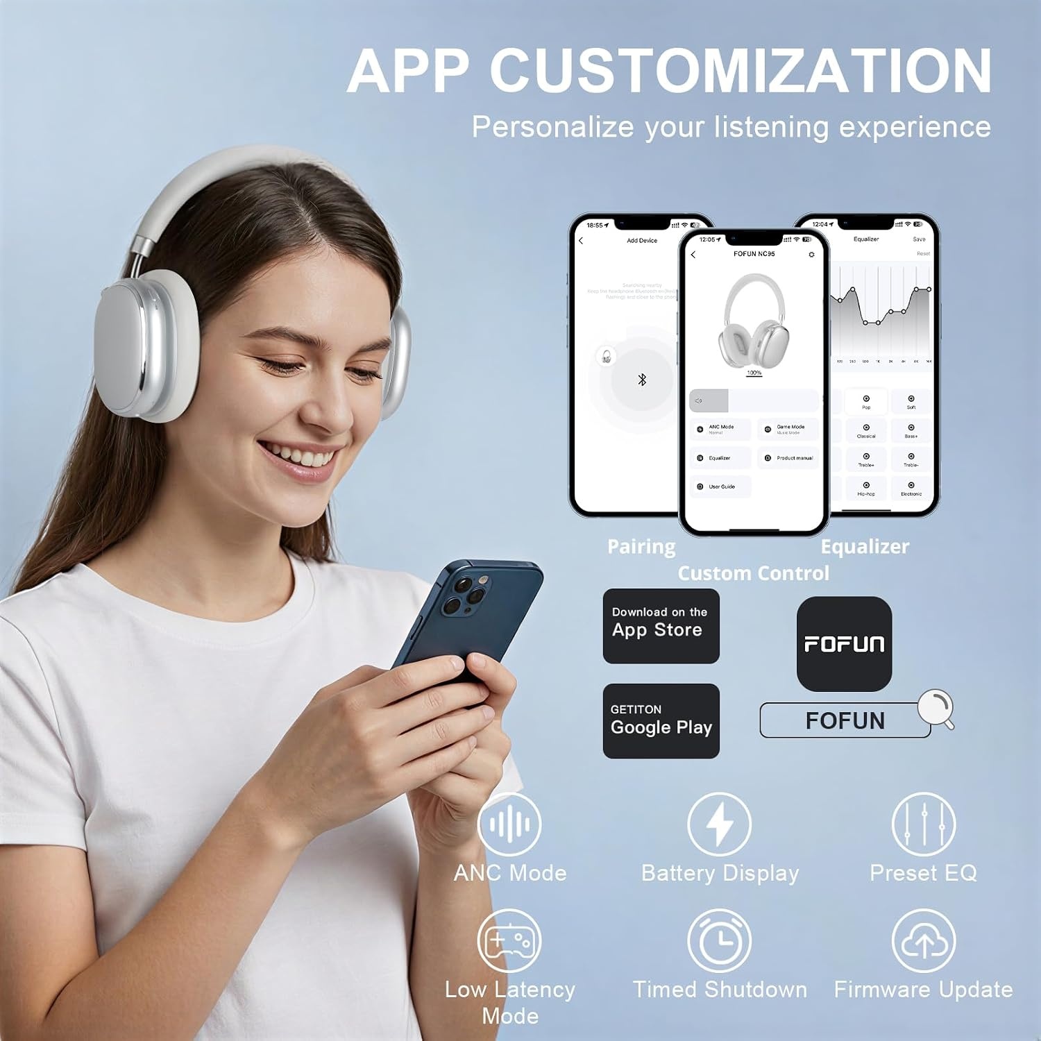 Amazon Casque Bluetooth à réduction de bruit NC95 Argent - 33% de remise