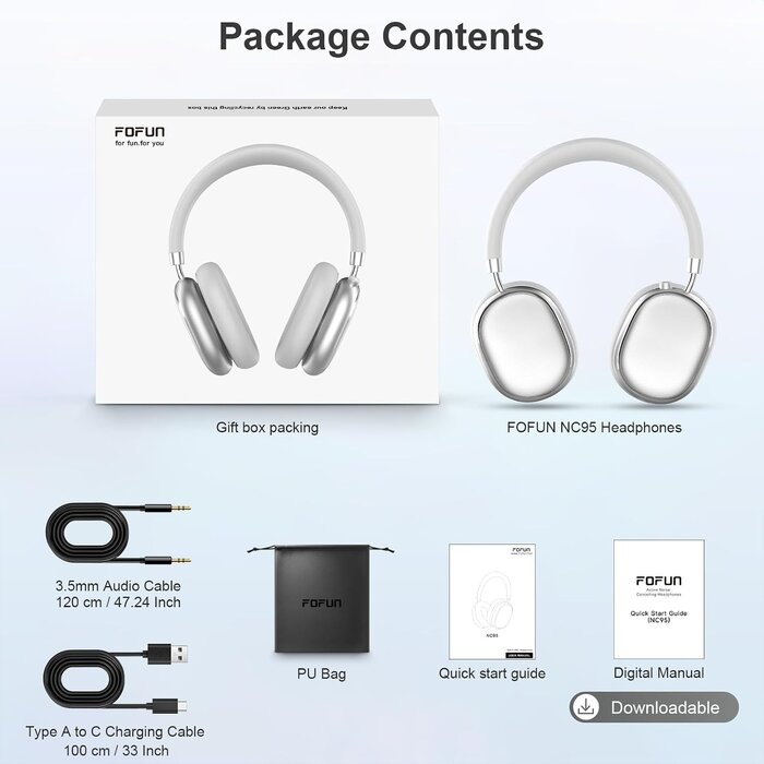Amazon Casque Bluetooth à réduction de bruit NC95 Argent - 33% de remise