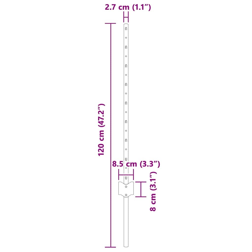 Vidaxl Lot de 11 poteaux de clôture 120 cm - Acier thermolaqué - 33% de remise