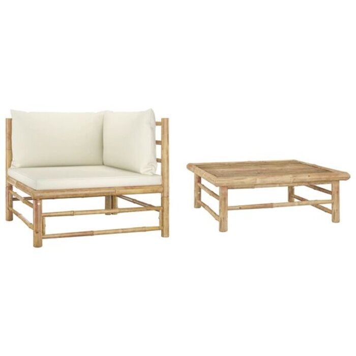 Vidaxl Ensemble salon bambou 2 pièces crème - 35% de remise