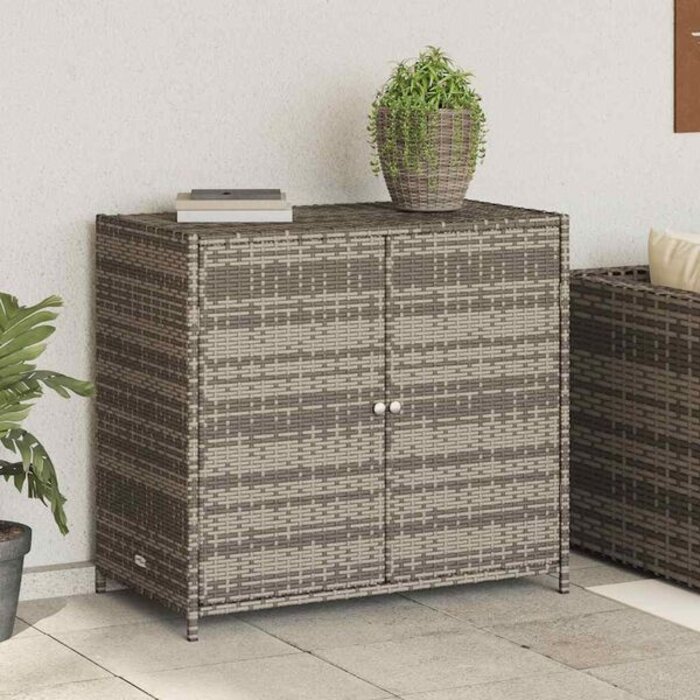 Vidaxl Coffre de jardin en polyrotin gris 83x45x76 cm - 35% de remise