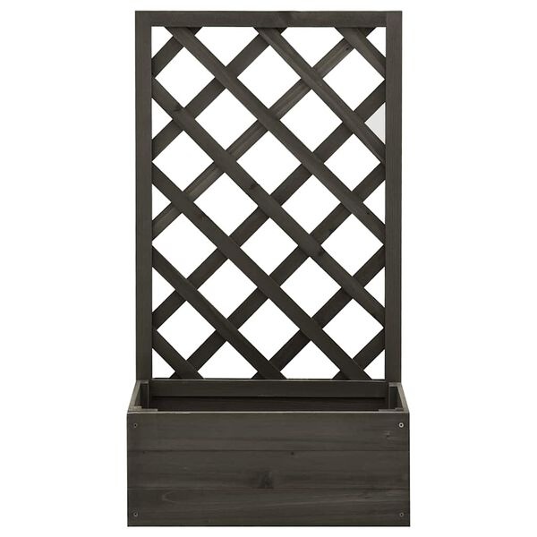 Vidaxl Jardinière avec treillis en bois de sapin gris 50x25x90 cm - 32% de remise