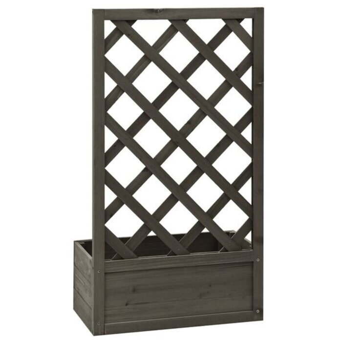 Vidaxl Jardinière avec treillis en bois de sapin gris 50x25x90 cm - 32% de remise