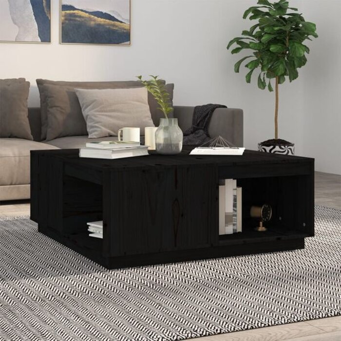 Vidaxl Table basse en pin massif noir 100x101 cm - 35% de remise