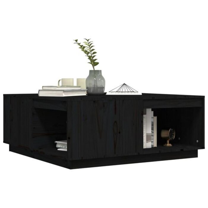 Vidaxl Table basse en pin massif noir 100x101 cm - 35% de remise