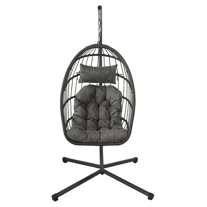 Fauteuil suspendu œuf pliable gris avec coussins - 45% de remise