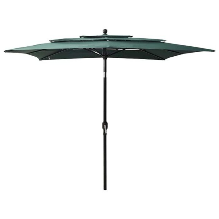Parasol 3 niveaux 2,5x2,5m vert - Mât alu - 34% de remise
