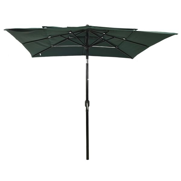 Parasol 3 niveaux 2,5x2,5m vert - Mât alu - 34% de remise