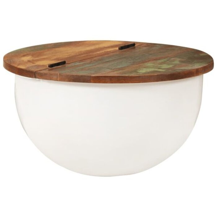 Vidaxl Table basse ronde bois recyclé et métal blanc - 34% de remise