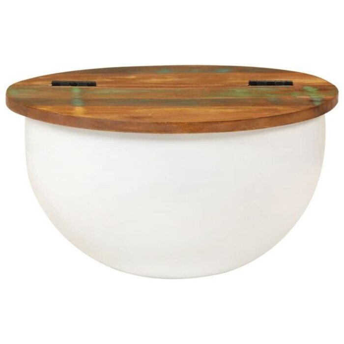 Vidaxl Table basse ronde bois recyclé et métal blanc - 34% de remise