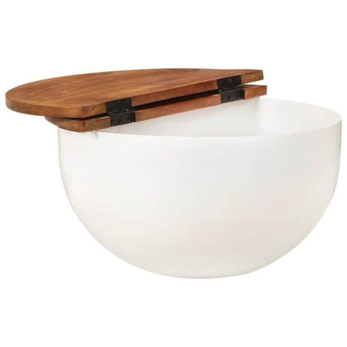 Vidaxl Table basse ronde bois recyclé et métal blanc - 34% de remise