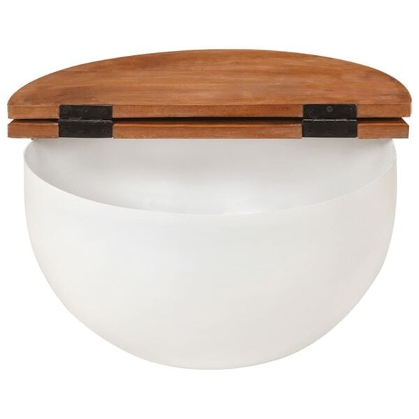 Vidaxl Table basse ronde bois recyclé et métal blanc - 34% de remise