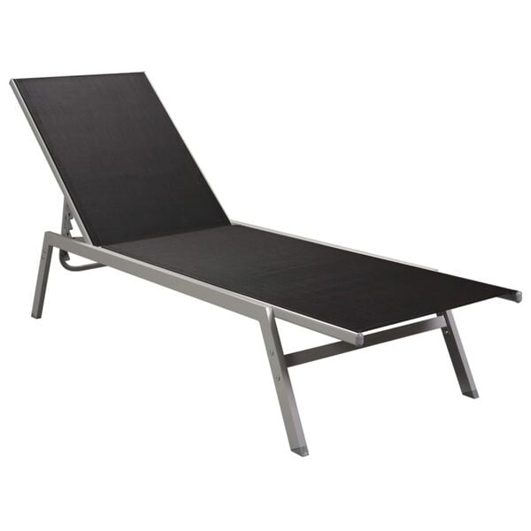 Vidaxl Bain de soleil acier et textilène noir - 200 cm - 34% de remise