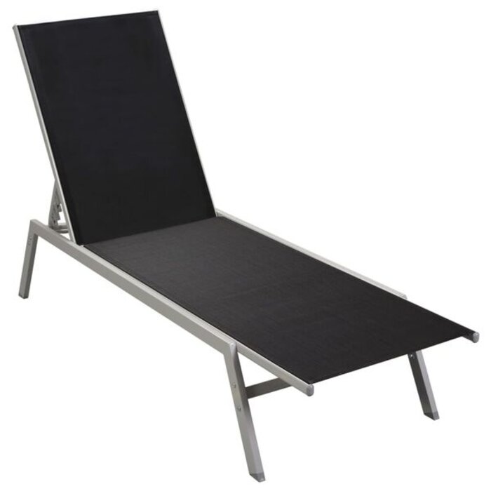 Vidaxl Bain de soleil acier et textilène noir - 200 cm - 34% de remise