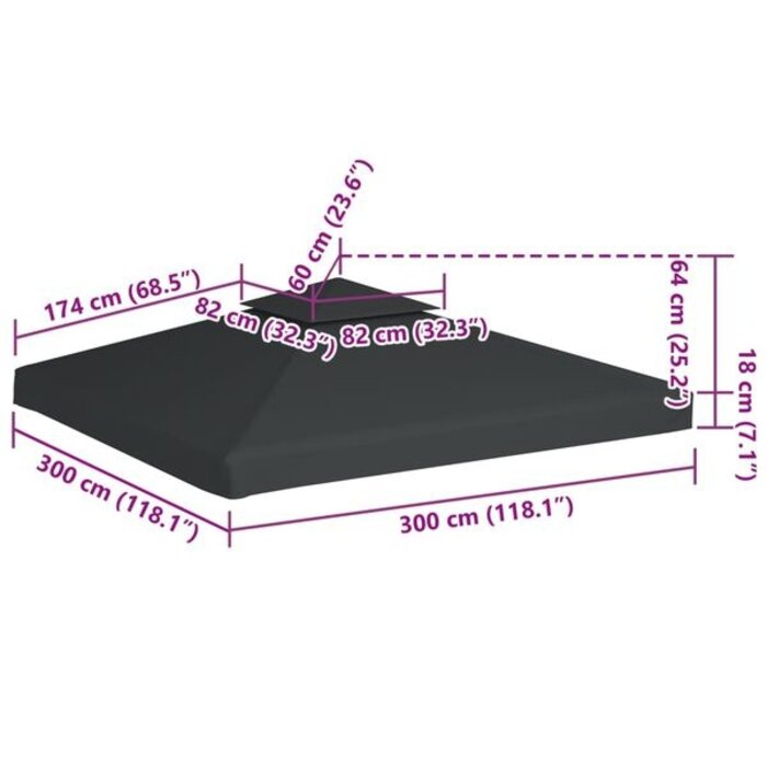 Vidaxl Toile de rechange pour tonnelle 3x3m Gris Foncé - 34% de remise