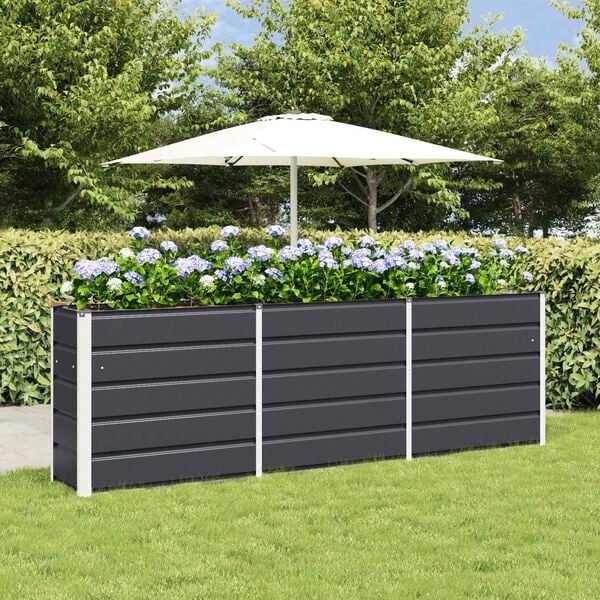 Vidaxl Jardinière en acier anthracite 240x40x75 cm - 34% de remise