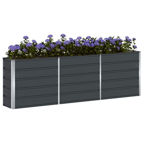 Vidaxl Jardinière en acier anthracite 240x40x75 cm - 34% de remise