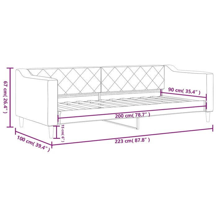 Vidaxl Canapé-lit 90x200 cm en tissu noir - 35% de remise