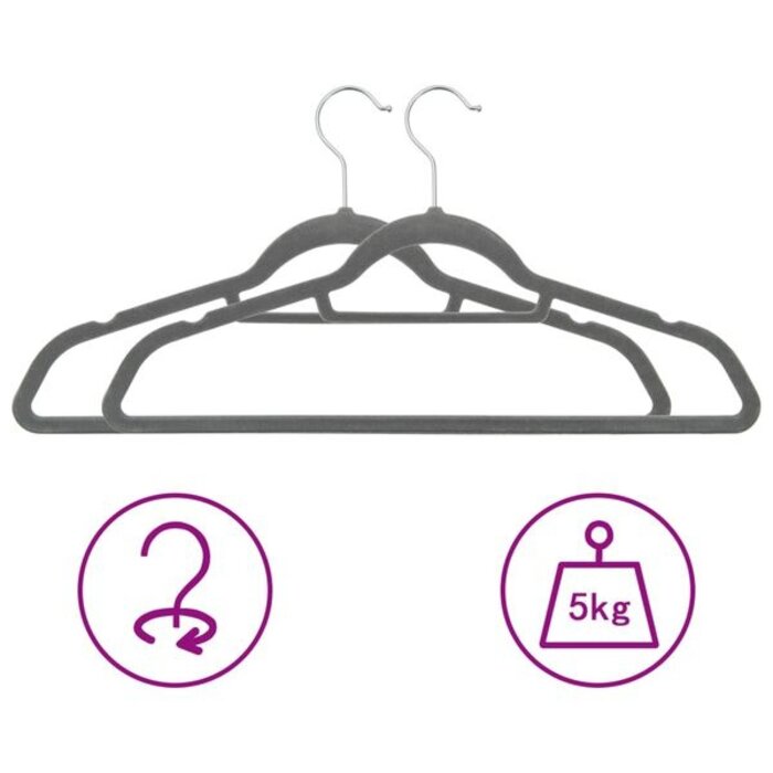 Vidaxl Lot de 50 cintres antidérapants en velours gris - 32% de remise