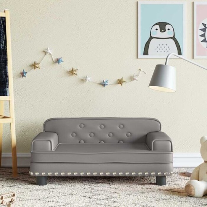 Vidaxl Canapé enfant en similicuir gris - 70x45x30 cm - 34% de remise