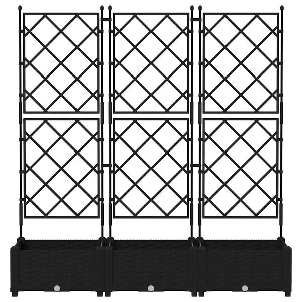 Vidaxl Jardinière avec treillis 3 pièces - Noir - 120cm - 34% de remise