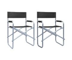 Vidaxl Lot de 2 chaises de metteur en scène pliables acier - Noir - 56% de remise
