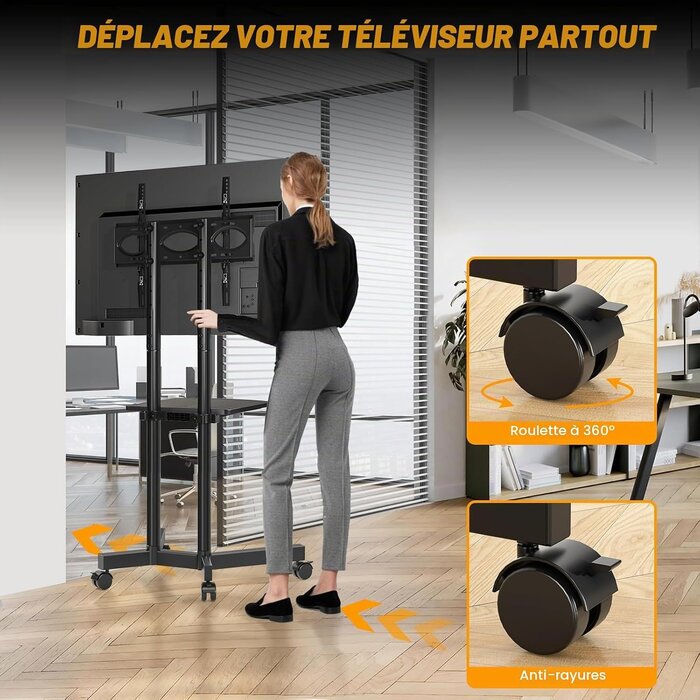 Support TV mobile sur roulettes 32-75 pouces - 34% de remise