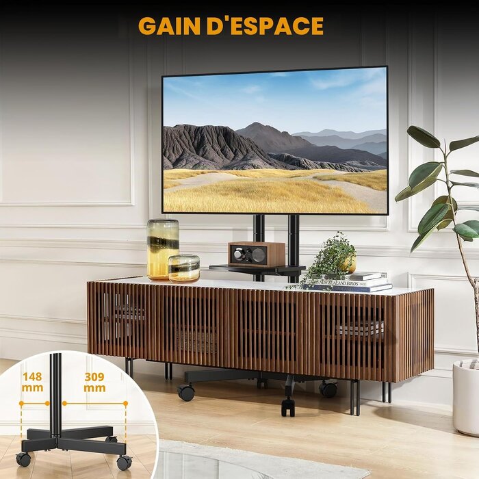 Support TV mobile sur roulettes 32-75 pouces - 34% de remise