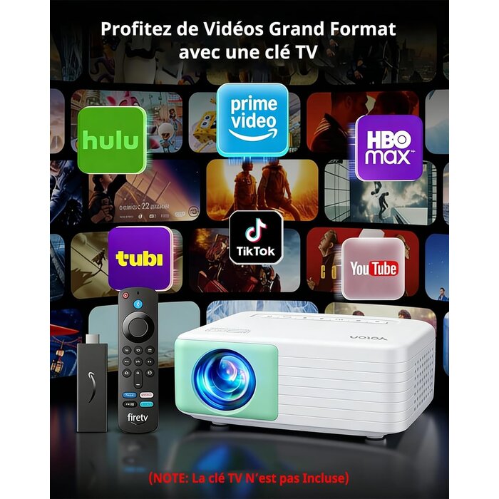 Yoton Mini projecteur portable 1080p rotatif - Vert - 33% de remise