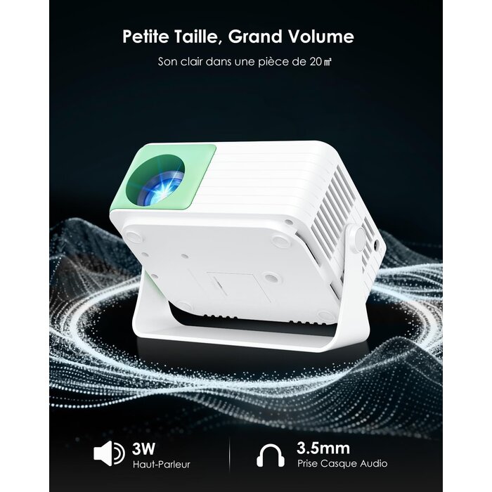 Yoton Mini projecteur portable 1080p rotatif - Vert - 33% de remise