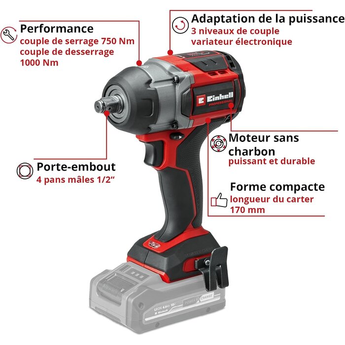 Boulonneuse à chocs sans fil 18V 750Nm - 35% de remise