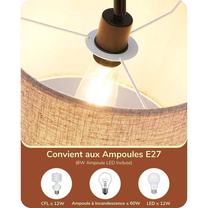 Lampadaire Arc 160 cm - Abat-jour lin - Noir - 34% de remise