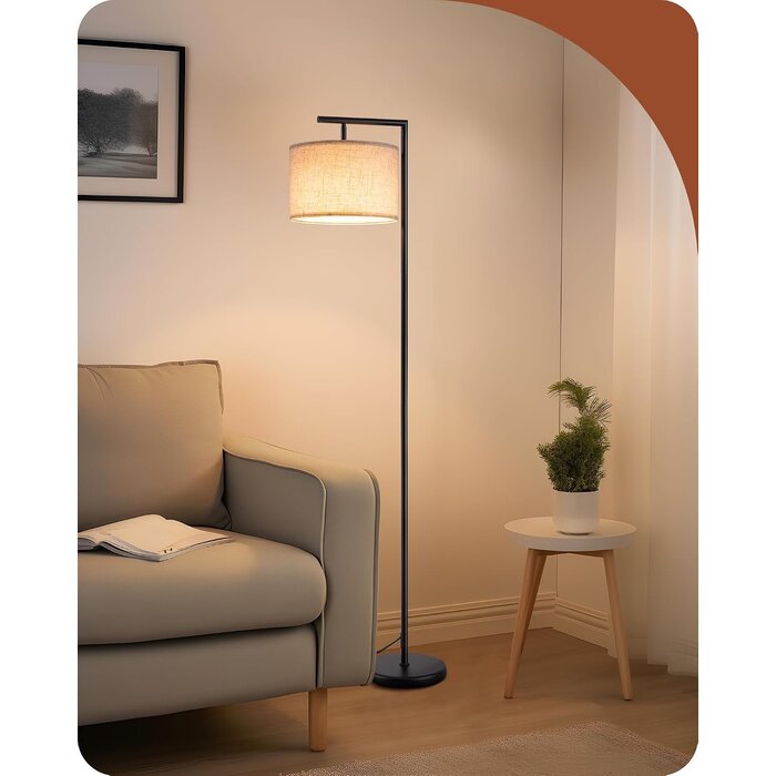 Lampadaire Arc 160 cm - Abat-jour lin - Noir - 34% de remise