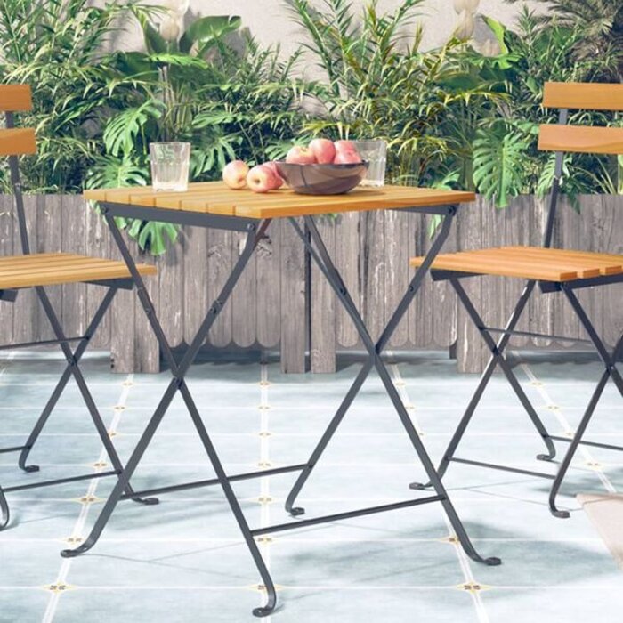 Vidaxl Table de bistrot pliante acacia et acier - 55x54x71 cm - 34% de remise