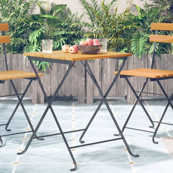 Vidaxl Table de bistrot pliante acacia et acier - 55x54x71 cm - 34% de remise
