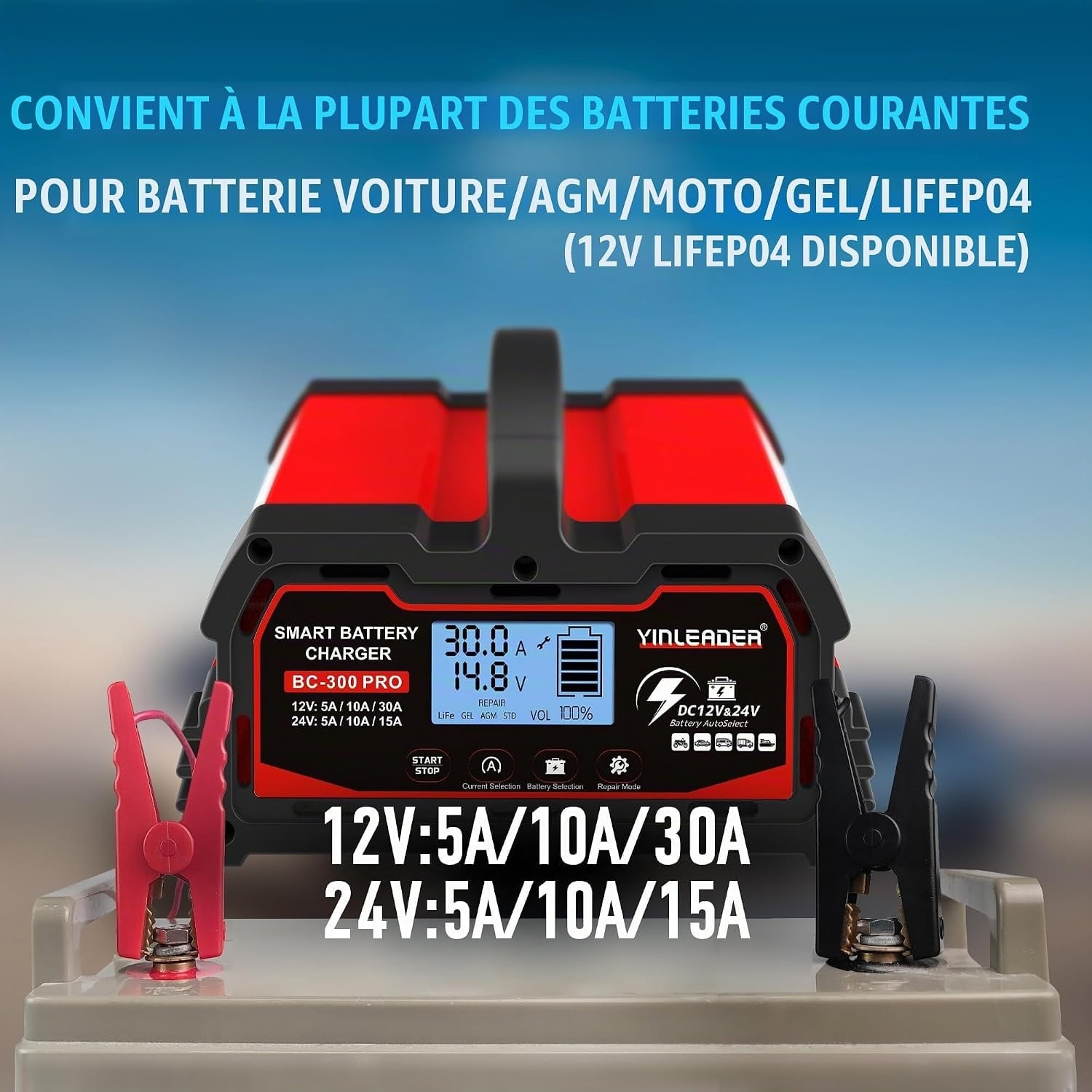 Chargeur Intelligent 30A 12V/24V - Écran LCD et Réparation - 34% de remise