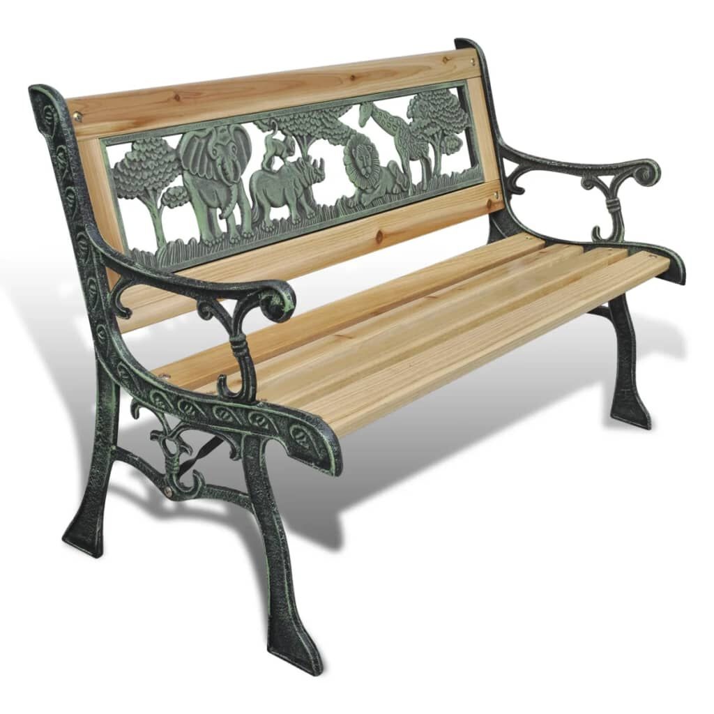 Vidaxl Banc de jardin pour enfants en bois et métal bronze - 33% de remise