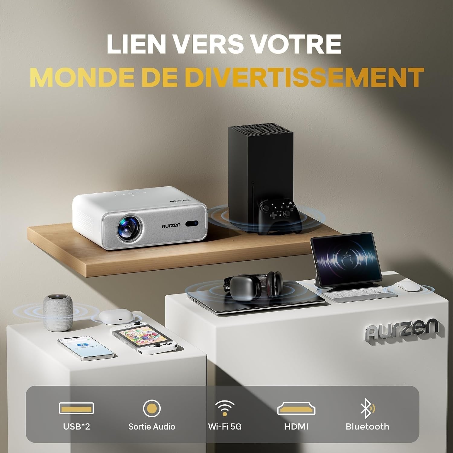 Mini projecteur Full HD 1080p - WiFi 6 - 35% de remise